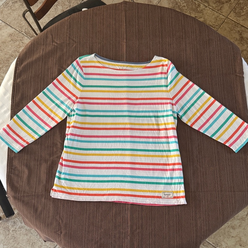 Talbots Colorful Striped Three Quarter Sleeve Tee